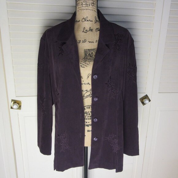 purple blazer with decorative white Hand Hamming Work